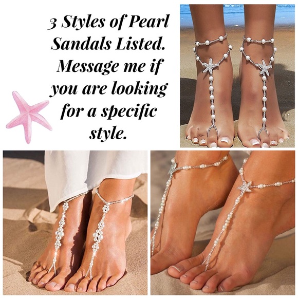 2 Pcs Pearl Starfish Barefoot Sandals Anklet Set - Picture 15 of 16